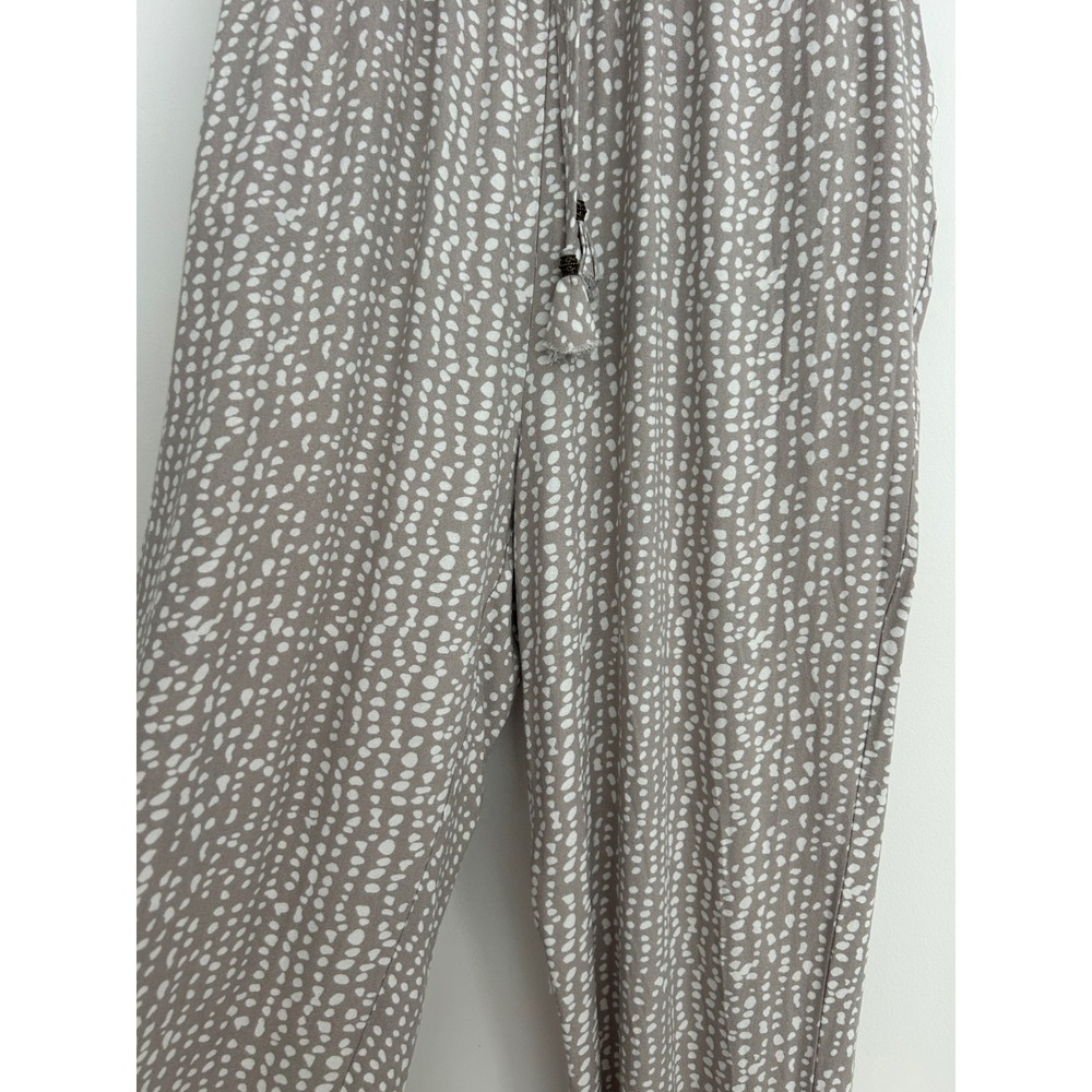 NWT Dress Forum Los Angeles Taupe White Dotted Jumpsuit V-Neck Jogger Small - Picture 14 of 15